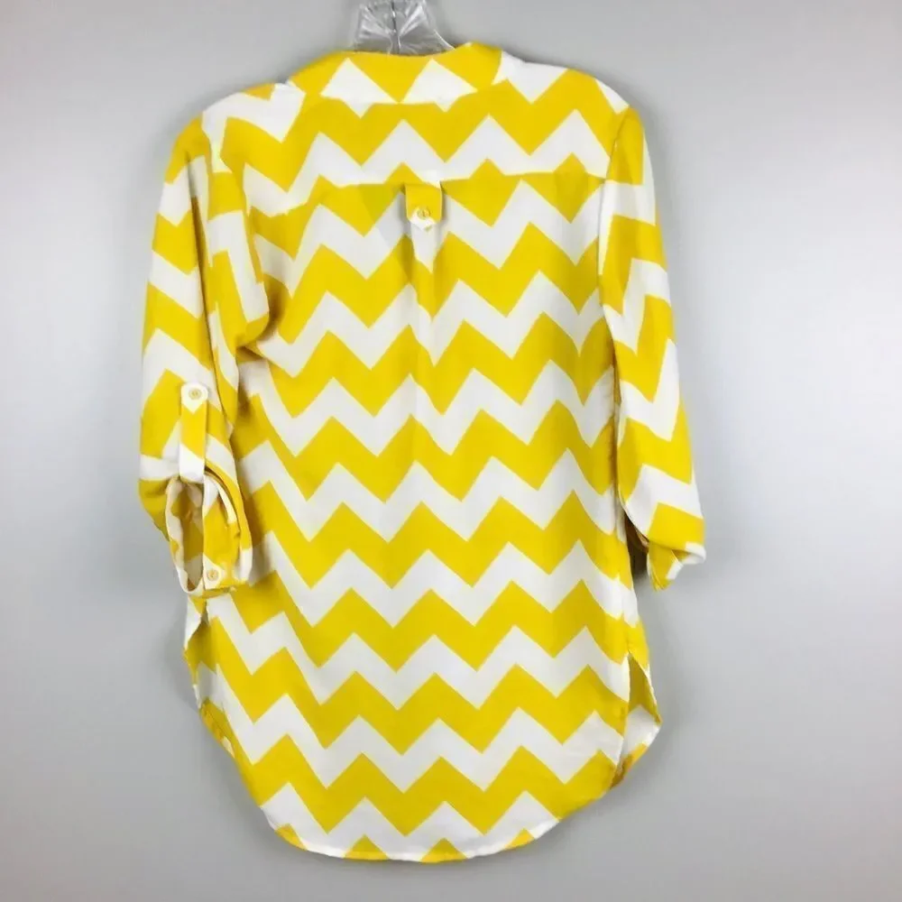 🌺3 FOR $20🌺 - Giddy Up Glamour yellow chevron sheer top s